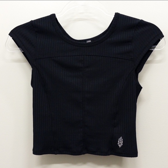 FP Movement Tempo Ribbed Baby Tee NWT Size XS in Black Free People Crop Top - Picture 5 of 9